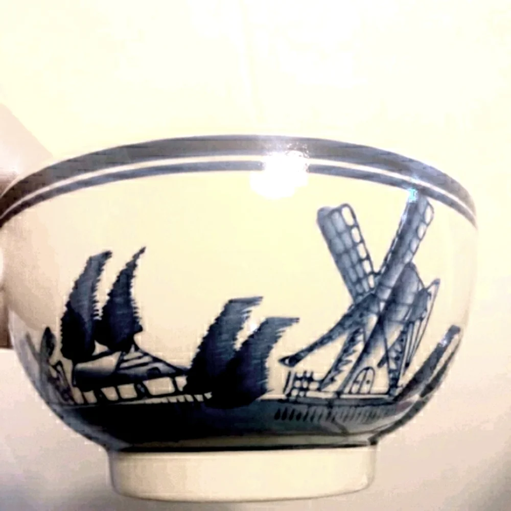 Vintage Dutch Blue and Cream Dish Bowl